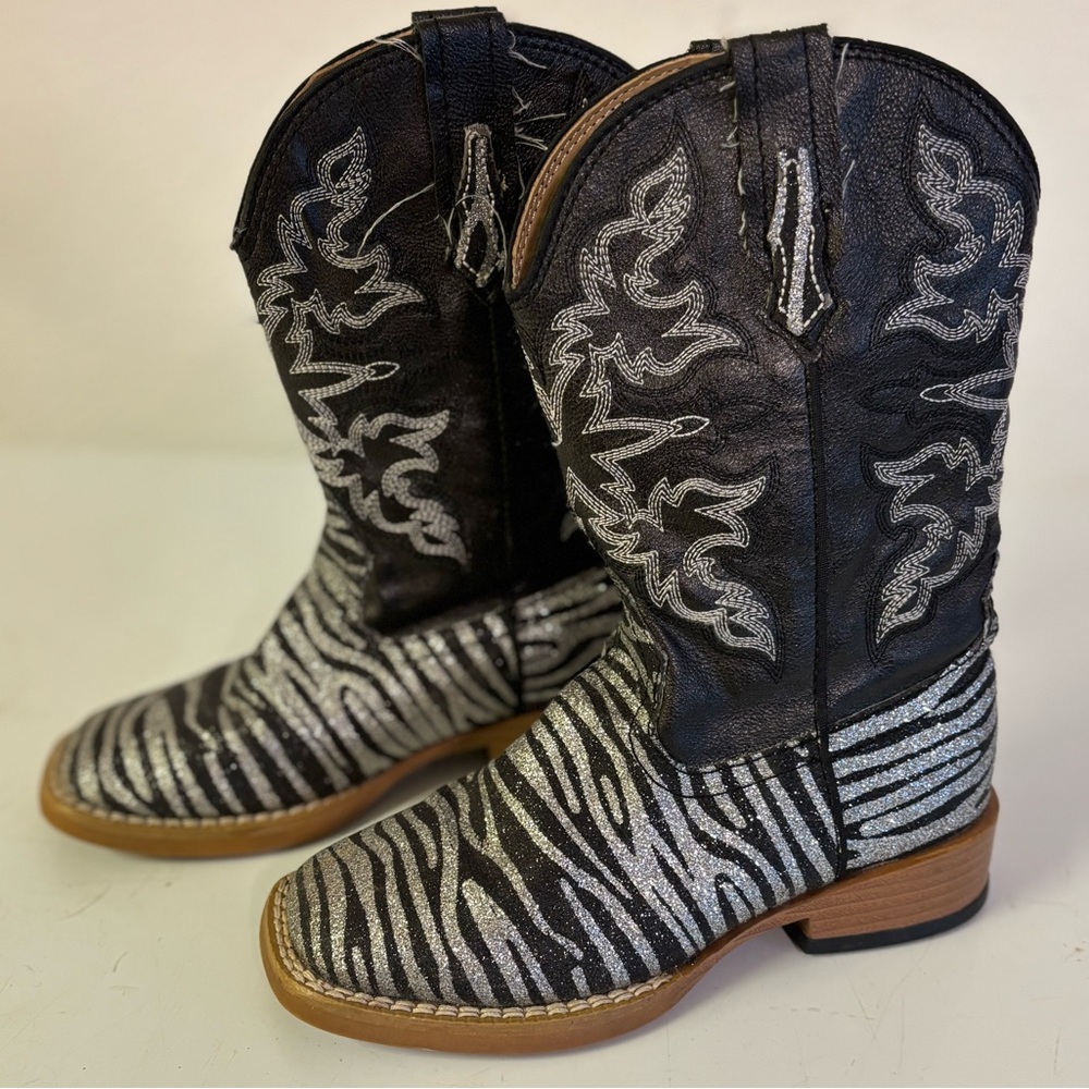 Roper Zebra Glitter Girls Cowboy Western Kids Boots size 10